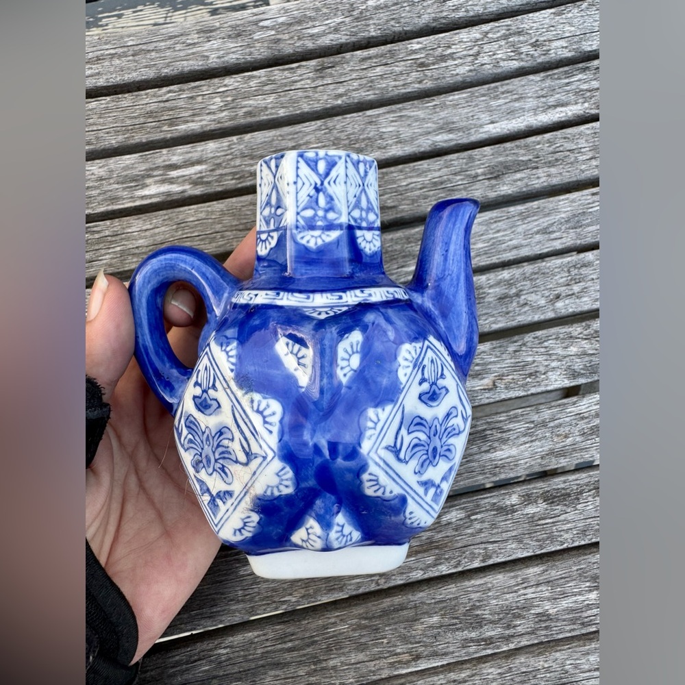 Artistic Blue and White Ceramic Teapot